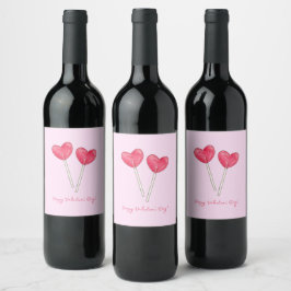 Happy valentijnsdag Sweet snoep hart lollipop Wijn Etiket