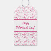 Happy Valentijnsdag tekst & roze hartenpatroon Cadeaulabel (Voorkant)