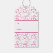 Happy Valentijnsdag tekst & roze hartenpatroon Cadeaulabel (Achterkant)
