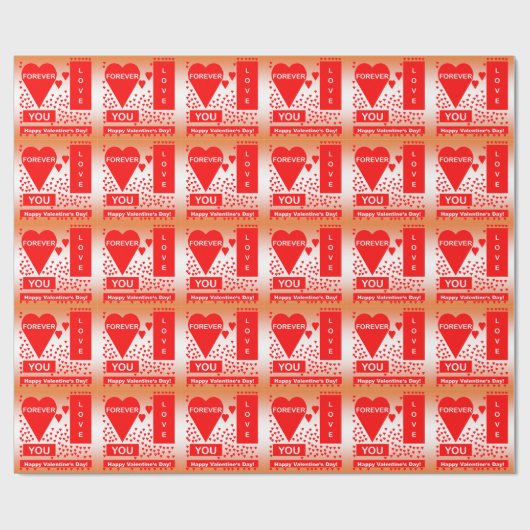 Happy Valentijnsdag tekst voor altijd liefde rood Cadeaupapier (Vlak)