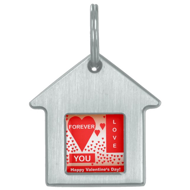 Happy Valentijnsdag tekst voor altijd liefde rood Huisdieren Naamplaatje (Voorkant)