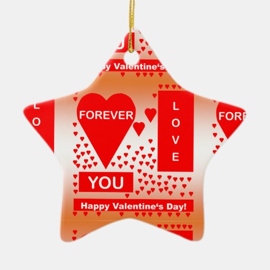 Happy Valentijnsdag tekst voor altijd liefde rood Keramisch Ornament (Voorkant)