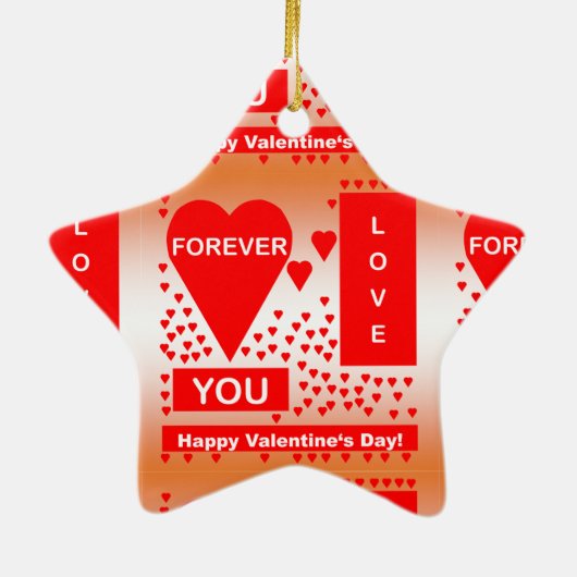 Happy Valentijnsdag tekst voor altijd liefde rood Keramisch Ornament (Achterkant)