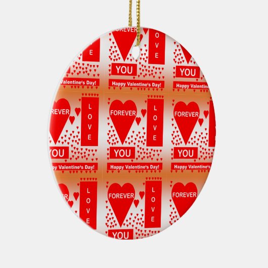Happy Valentijnsdag tekst voor altijd liefde rood Keramisch Ornament (Rechts)