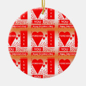 Happy Valentijnsdag tekst voor altijd liefde rood Keramisch Ornament (Voorkant)