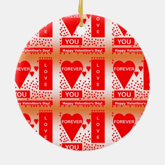 Happy Valentijnsdag tekst voor altijd liefde rood Keramisch Ornament (Achterkant)