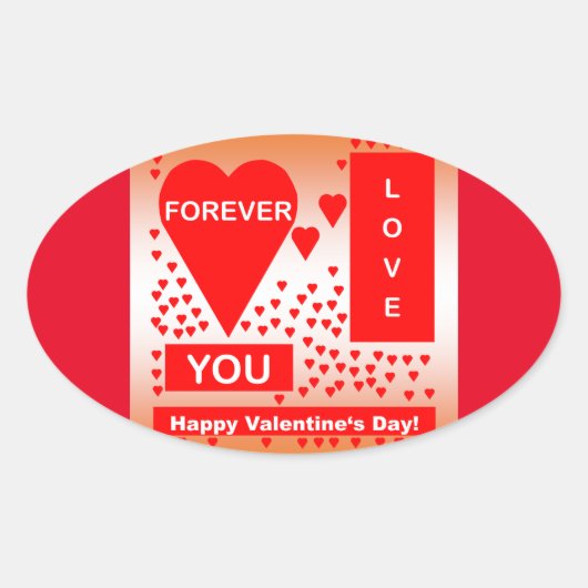 Happy Valentijnsdag tekst voor altijd liefde rood Ovale Sticker (Voorkant)