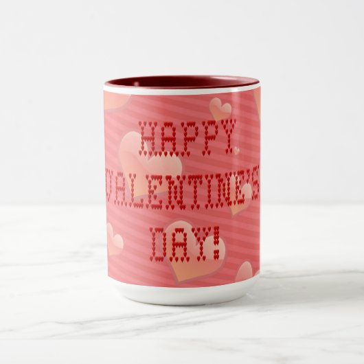 Happy Valentijnsdag Tiny Heart Shaped Font Mok (Midden)