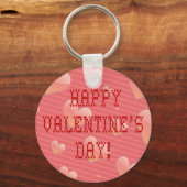 Happy Valentijnsdag Tiny Heart Shaped Font Sleutelhanger (Voorkant)