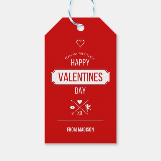 Happy Valentijnsdag Valentijn Symbolen Cadeau Labe Cadeaulabel (Voorkant)