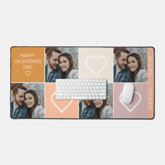 Happy Valentijnsdag Vier foto collage Bureaumat (Keyboard & Muis)