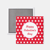Happy Valentijnsdag vierkante magneet (rood & wit) (Voorkant / Achterkant)