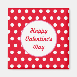 Happy Valentijnsdag vierkante magneet (rood & wit)