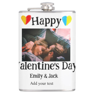Happy valentijnsdag voeg paar naam foto eenvoudig heupfles