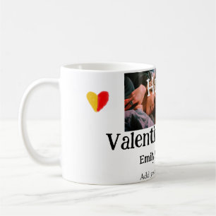 Happy valentijnsdag voeg paar naam foto eenvoudig koffiemok