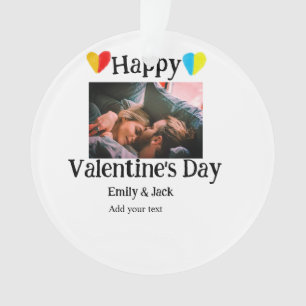 Happy valentijnsdag voeg paar naam foto eenvoudig  ornament