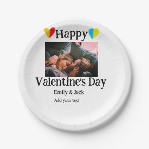 Happy valentijnsdag voeg paar naam foto eenvoudig papieren bordje