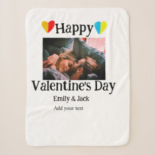 Happy valentijnsdag voeg paar naam foto eenvoudig sherpa deken