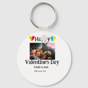 Happy valentijnsdag voeg paar naam foto eenvoudig sleutelhanger