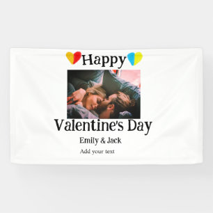 Happy valentijnsdag voeg paar naam foto eenvoudig  spandoek