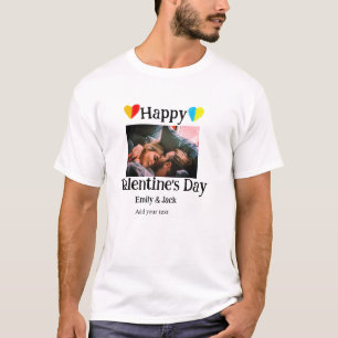 Happy valentijnsdag voeg paar naam foto eenvoudig  t-shirt