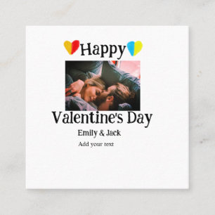 Happy valentijnsdag voeg paar naam foto eenvoudig  vierkante visitekaartje