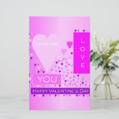 Happy Valentijnsdag voor liefde hartenroze Briefpapier (Staand voorkant)