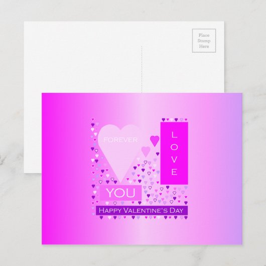 Happy Valentijnsdag voor liefde hartenroze Feestdagenkaart (Voorkant / Achterkant)