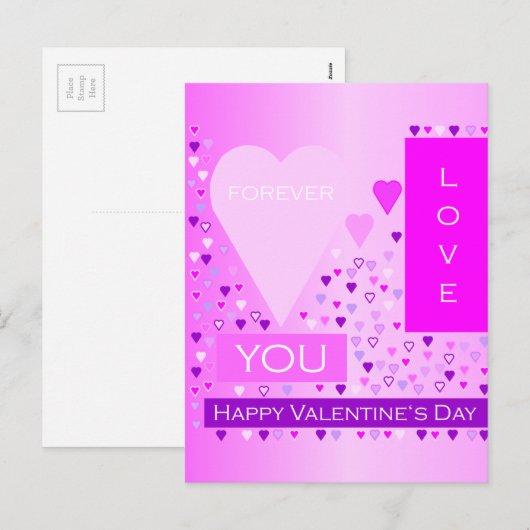 Happy Valentijnsdag voor liefde hartenroze Feestdagenkaart (Voorkant / Achterkant)