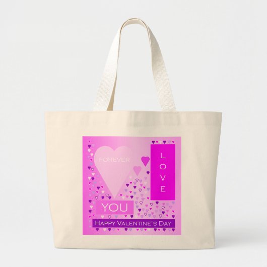 Happy Valentijnsdag voor liefde hartenroze Grote Tote Bag (Voorkant)