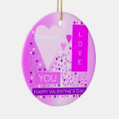 Happy Valentijnsdag voor liefde hartenroze Keramisch Ornament (Rechts)