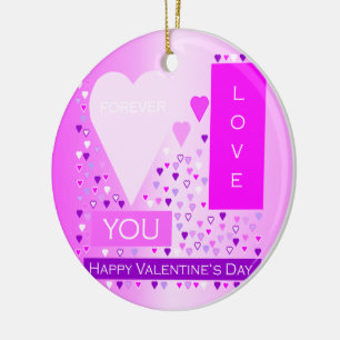 Happy Valentijnsdag voor liefde hartenroze Keramisch Ornament