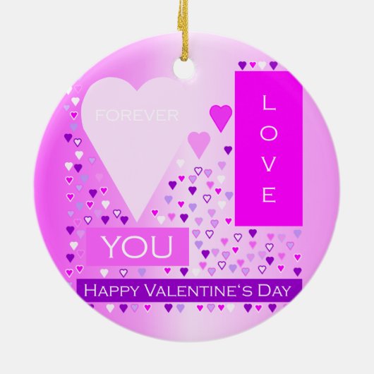 Happy Valentijnsdag voor liefde hartenroze Keramisch Ornament (Achterkant)