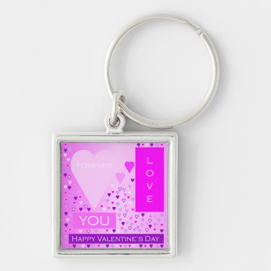 Happy Valentijnsdag voor liefde hartenroze Sleutelhanger (Voorkant)