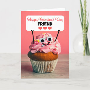 Happy Valentijnsdag Vriend Schattige Cupcake Feestdagen Kaart