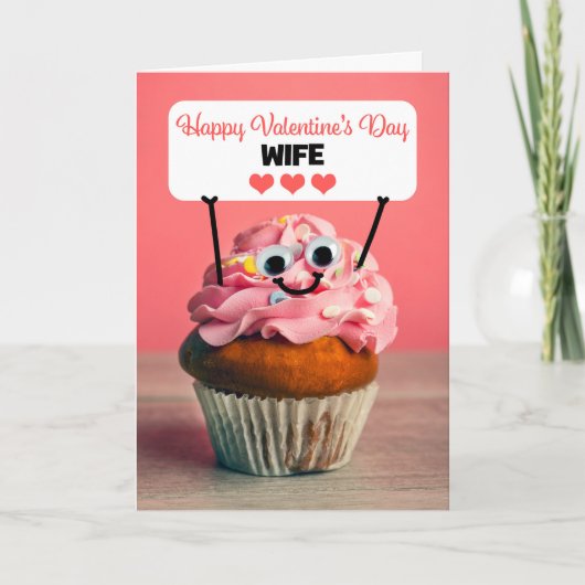 Happy Valentijnsdag vrouw Schattige Cupcake Feestdagen Kaart (Voorkant)