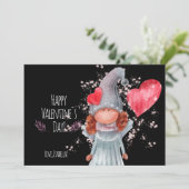 Happy Valentijnsdag Waterverf Girly Gnome Pun Feestdagenkaart (Staand voorkant)