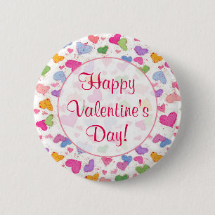 Happy Valentijnsdag Waterverf Pastel Hearts Ronde Button 5,7 Cm