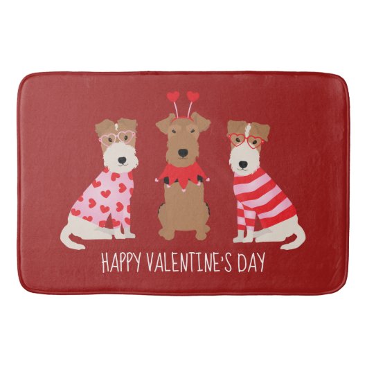 Happy Valentijnsdag Welsh Wire Fox Terrier Honden Badmat (Voorkant)