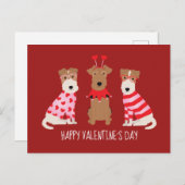 Happy Valentijnsdag Welsh Wire Fox Terrier Honden Briefkaart (Voorkant / Achterkant)