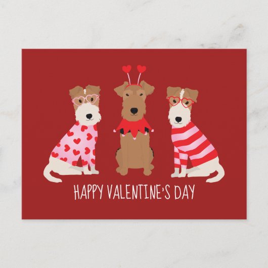 Happy Valentijnsdag Welsh Wire Fox Terrier Honden Briefkaart (Voorkant)
