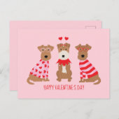 Happy Valentijnsdag Welsh Wire Fox Terrier Honden Briefkaart (Voorkant / Achterkant)
