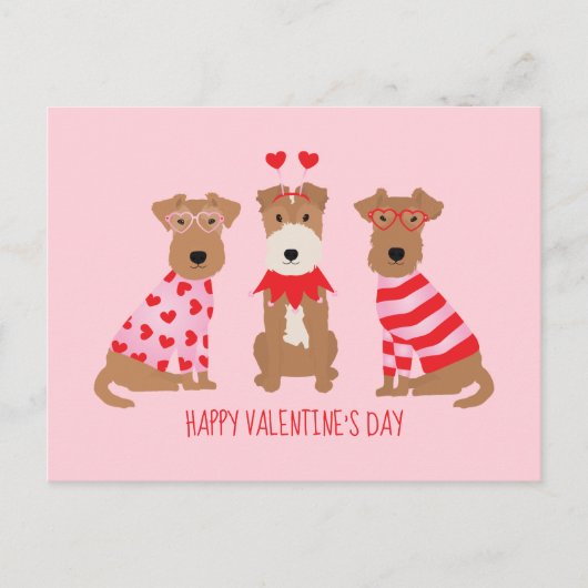 Happy Valentijnsdag Welsh Wire Fox Terrier Honden Briefkaart (Voorkant)