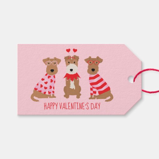 Happy Valentijnsdag Welsh Wire Fox Terrier Honden Cadeaulabel (Voorkant (Horizontaal))