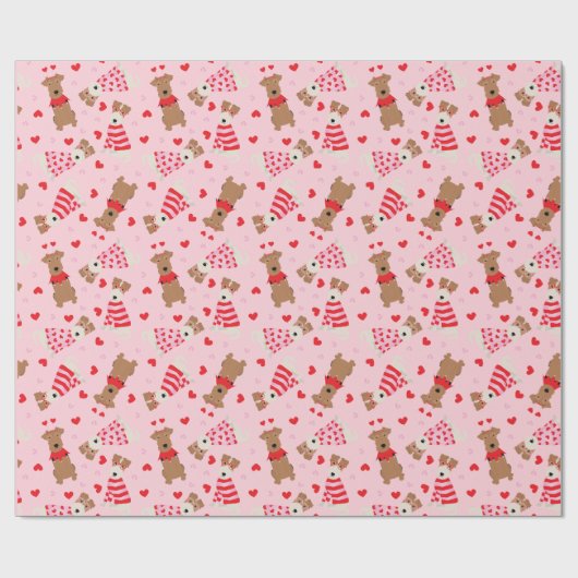 Happy Valentijnsdag Welsh Wire Fox Terrier Honden Cadeaupapier (Vlak)