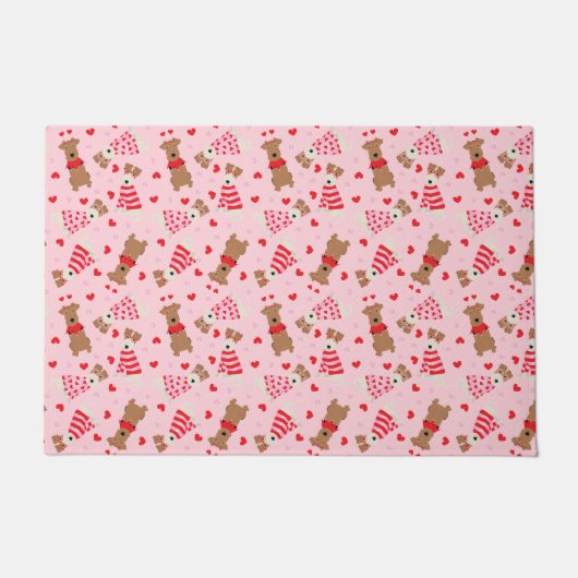 Happy Valentijnsdag Welsh Wire Fox Terrier Honden Deurmat (Voorkant)