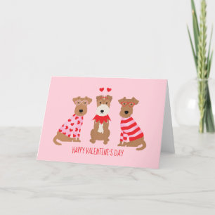 Happy Valentijnsdag Welsh Wire Fox Terrier Honden Feestdagen Kaart
