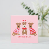Happy Valentijnsdag Welsh Wire Fox Terrier Honden Kaart (Staand voorkant)