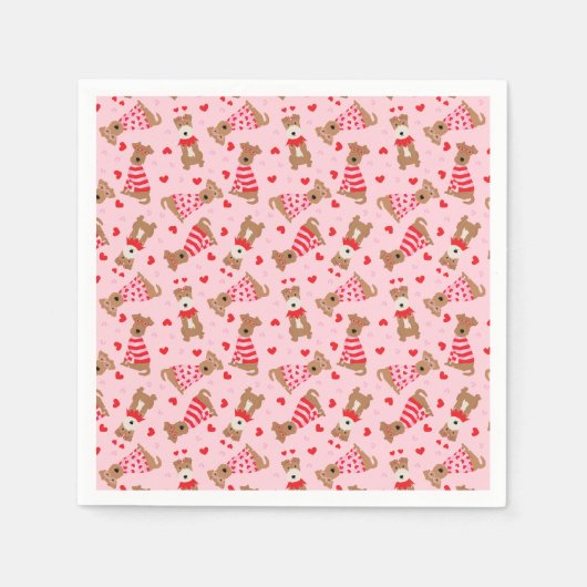 Happy Valentijnsdag Welsh Wire Fox Terrier Honden Servet (Voorkant)