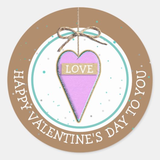 Happy Valentijnsdag Whimsical Heart Ronde Sticker (Voorkant)